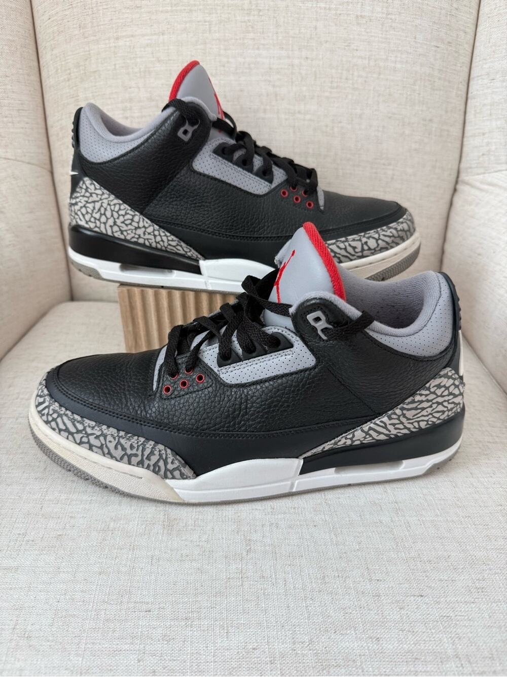 Nike Air Jordan 3 Retro Black Cement Mens 11.5 Leather Basketball Sneakers 2017